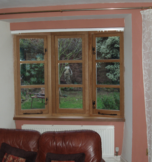 European oak double glazed windows with traditional black fittings : View 1