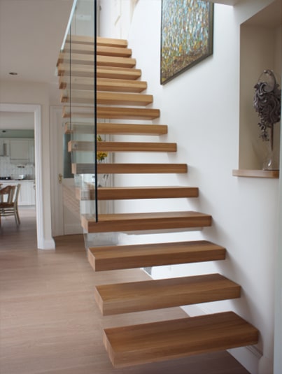 Beech floating steps bespoke handmade stairs Bristol