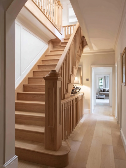 Classic oak straight bespoke handmade staircases Bristol
