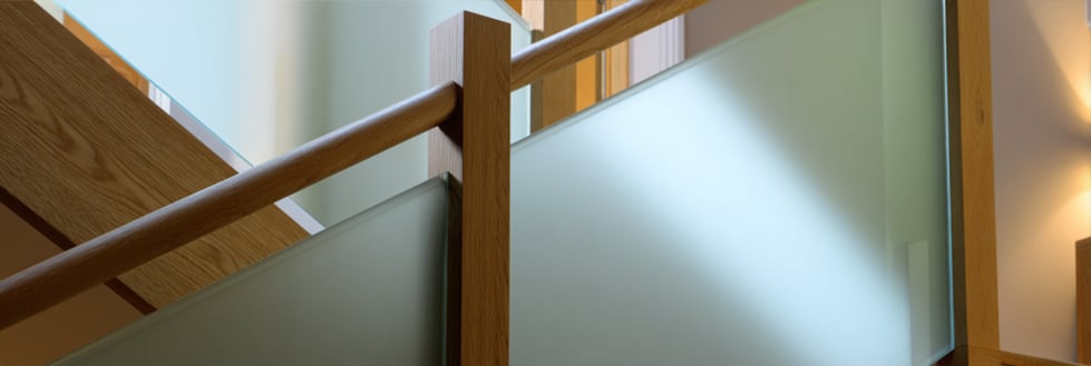 Frosted or sandblasted glass bespoke staircases & stairs Bristol